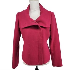 Talbots Wool Blend Red Blazer Jacket Zip Front Size 6